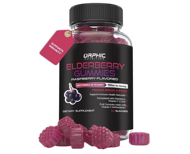 Elderberry Gummies with Vitamin C and Zinc - 60 Count